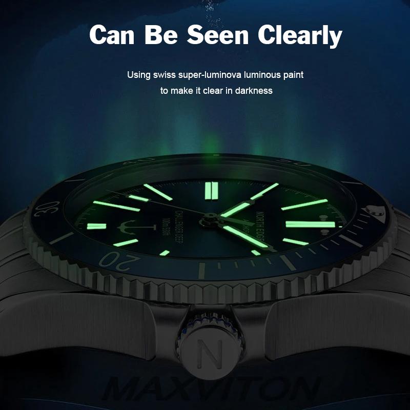 NORTH EDGE Pánské mechanické náramkové hodinky ANCHOR 42MM Luxusní safírové sklo MIYOTA 8215 Automatické hodinky 10bar Vodotěsné hodinky Pánské