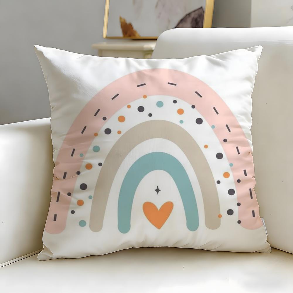 Classic Theme Rainbow Cushion Cover Soft & Easy-Wash Pillow Case – Versatile For Couch, Bed, Travel And Office