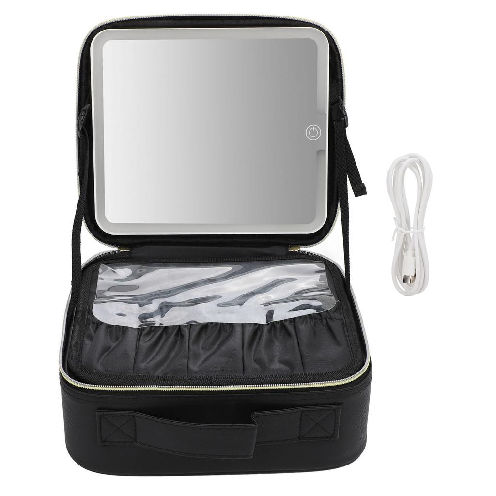 Taşınabilir LED Makyaj Çantası Çok Amaçlı Şık Büyük Kapasiteli 3 Renkli Işık Kısılabilir Seyahat Makyajı