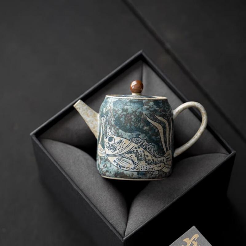 Fangyan Vintage Hand-Painted Blue and White Ceramic Teapot