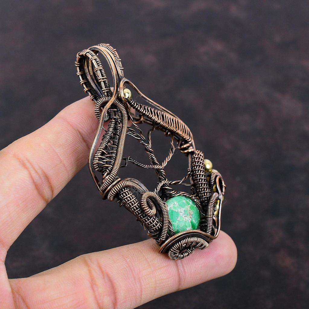 Tree Of Life Variscite Pendant Copper Wire Wrapped Pendant Variscite Jewelry Handmade Gemstone Pendant Wedding Gift Copper Wire Wrap Jewelry