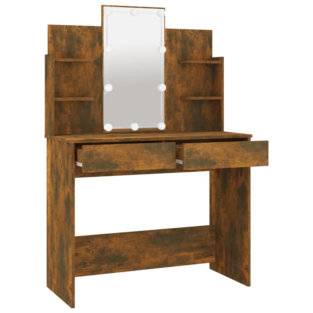 Dressing Tables Dressing Table With Led Smoked Oak 96X40x142 Cm