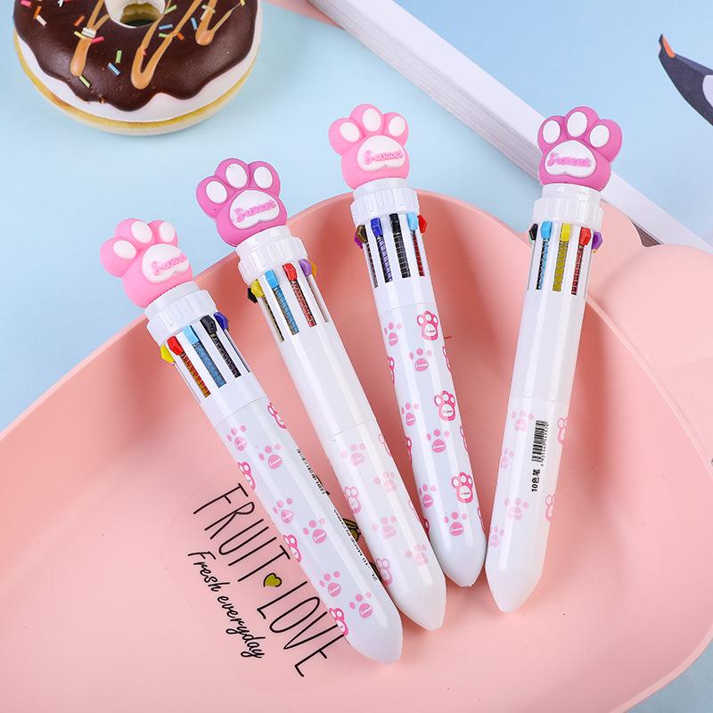 4pcs Creative and Cute New Oil Pen Ten Color Internet Celebrity Multi functional Multi color One 10 Color Ball Pen