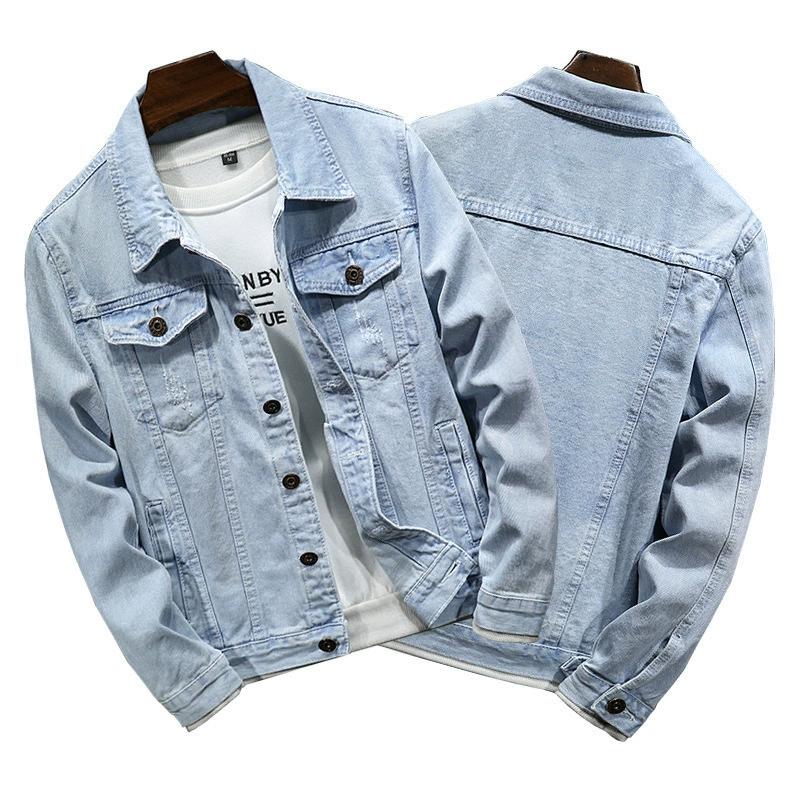 Autumn Denim Jacket Men Turn Down Collar Coat for Men Retro Hip Hop Style Denim Jacket with Multi Pockets Casual Streetwear