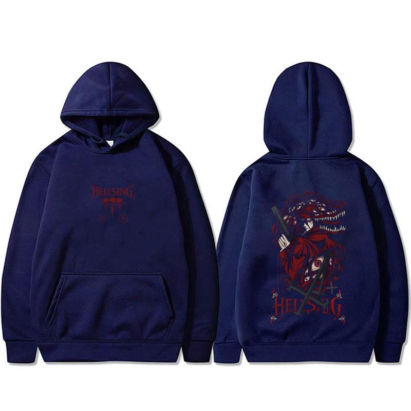 Anime Hellsing Hoodie Vampire Alucard Merch Pullover Men Women Manga Gothic Oversized Streetwear Hoodies