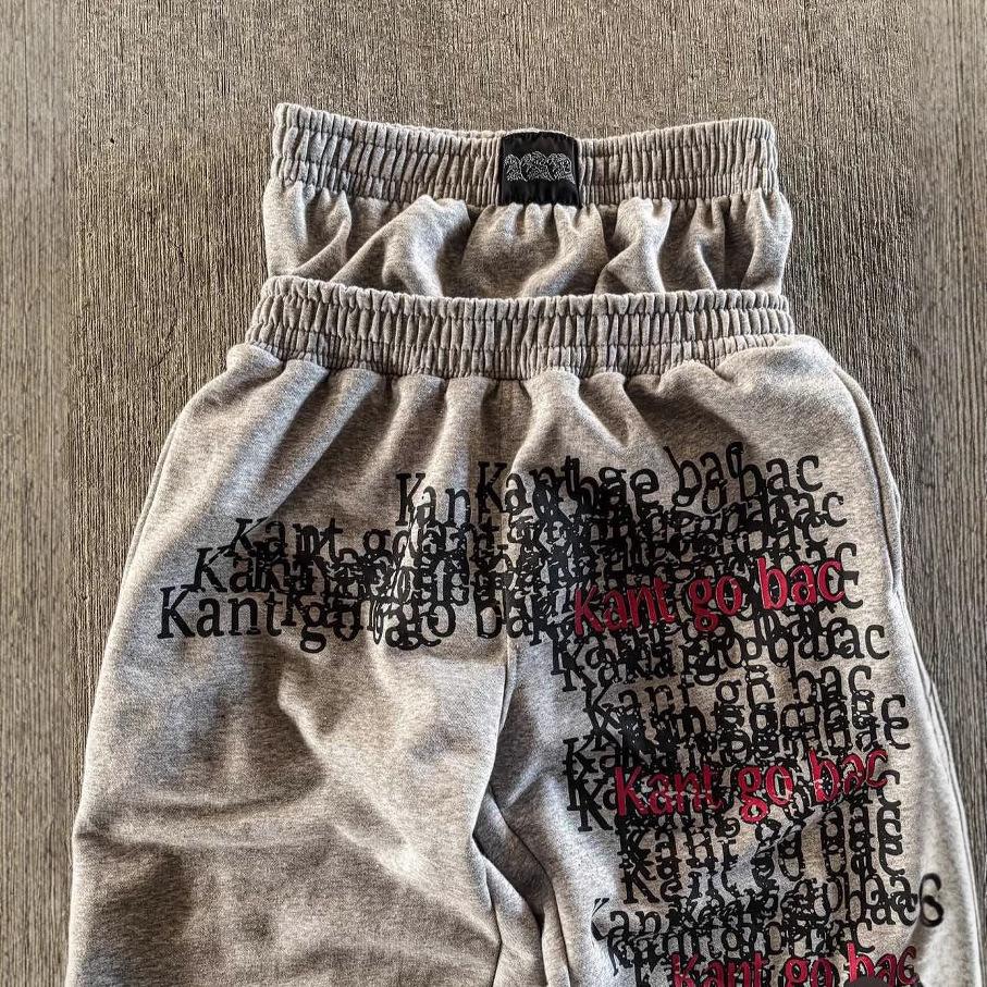 European and American loose retro heavy industry letter-printed casual pants double waist high street fashion wide-leg pants hip-hop
