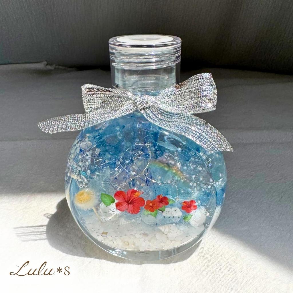 Herbarium Tit and Hibiscus Preserved Flowers Dried Flowers Summer Interior Decor Cool and Relaxing Glass Bottle Tropical Style Summer Gift Birthday