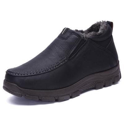 Neue Herrenschuhe Winter Warm Leder mit Fell Schneestiefel Atmungsaktiv Männlich Bequem Lässige Schuhe Leichtes Schuhwerk Große Größen 48