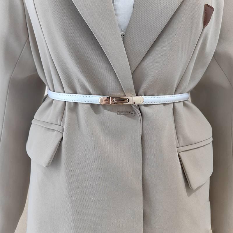 Summer Genuine Leather Girl Slim Waist Belt Metal Buckle Dresses Decoration