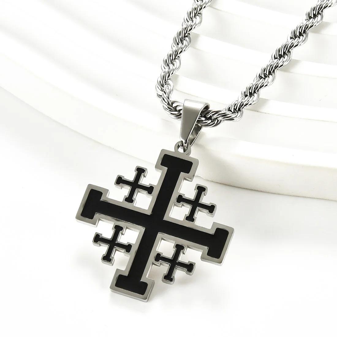 2026 Jewelry European and American Men s New Cross Necklace, Personalized Pendant 60CM