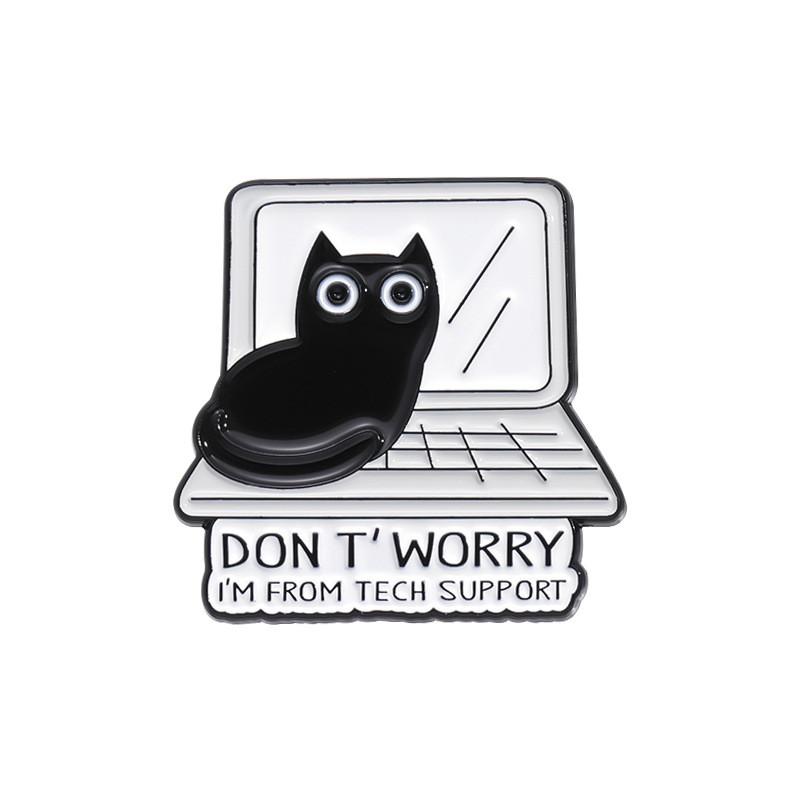 

Fun Cat Black Cartoon Alloy Badge Cute Animal Brooch Eyecatching Finish Glossy QHXZ748