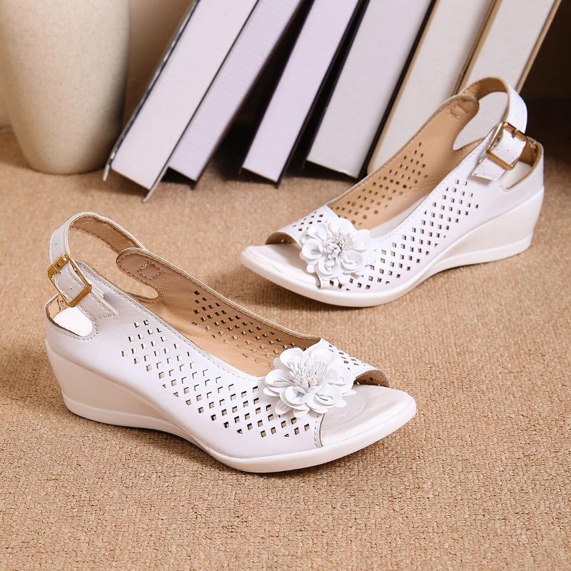 

Buckle Plus Size Fashionable Casual New Wedge Sandals for Women Roman Sandals 43 білий