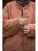Women's Winter Ramie Quilted Diamond Pattern Cotton Coat with Frog Buttons - Bohemian Style