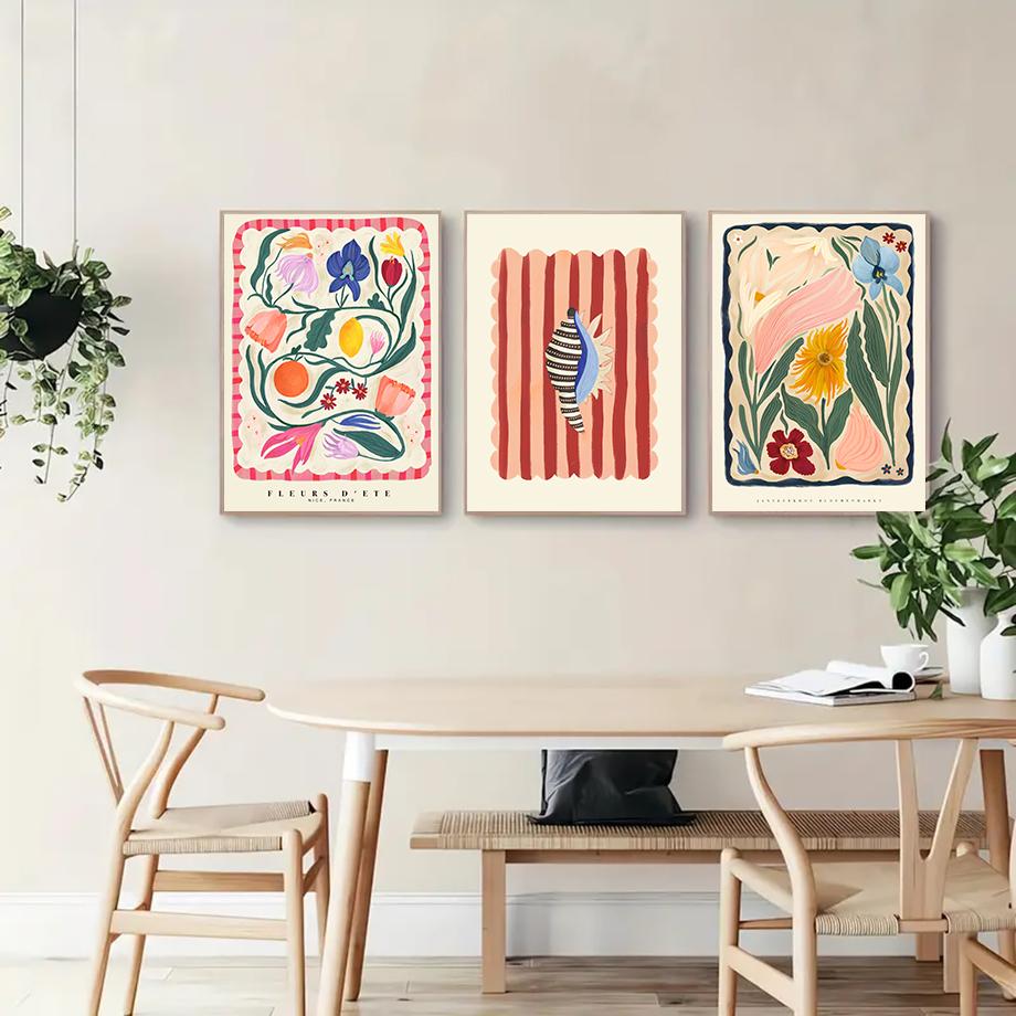 Colorful Flowers Minimalism Abstract Posters Wall Art Prints Decoration Canvas Painting Pictures Bedroom Living Room Decor Mural