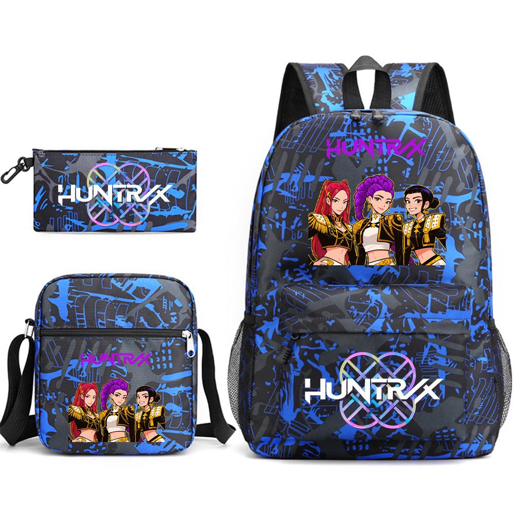 3Pcs/set Anime Printed Backpack with Shoulder Bag Pencil Case for Teenager Student Boy Girl SchoolBag Large Capacity Waterproof Bookbag Kid Gift