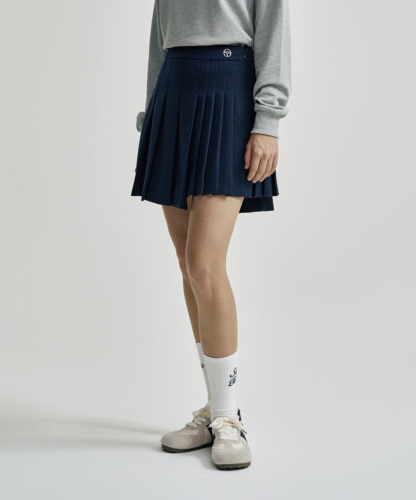 SERGIO TACCHINI W Tr Asymmetrical Pleated Skirt (Navy)
