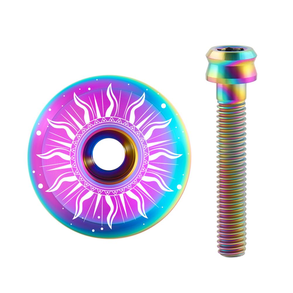 Titanium Headset Stem Top Cap Bicycle Headset Top Cover W/ Bolt M6 MTB Headset Top Cap Bike Headset Stem Cover Bicycle Parts
