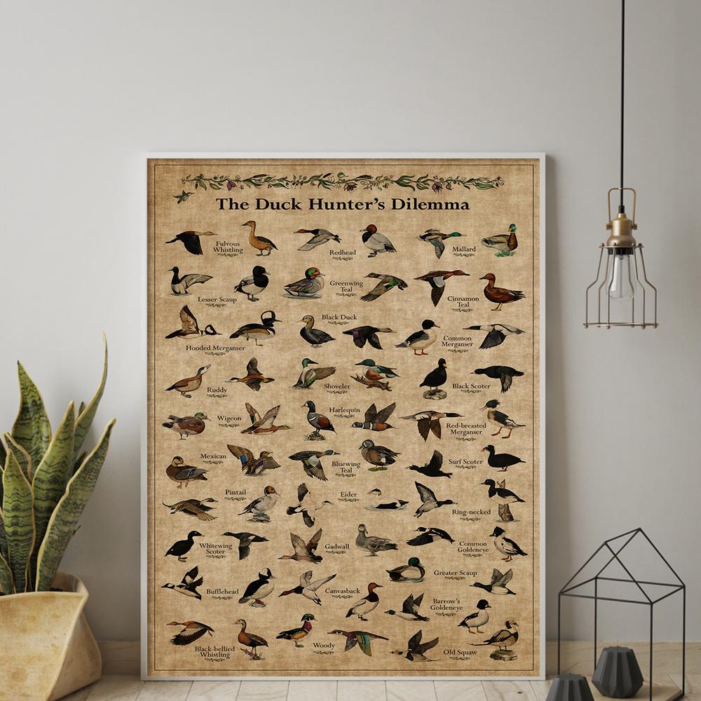 Vintage Farm Animals Poster Print The Duck Hunter S Dilemma Wall Art Canvas Painting Retro Animal Picture Home Decoration