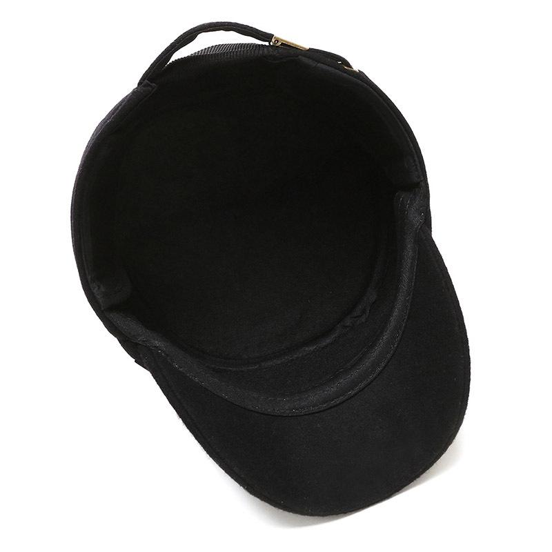 Woolen Ear Protection Peaked Cap, Letter Fashion, Warm and Cold-proof, Flat Top Middle-aged and Elderly Peaked Cap, Autumn and Winter Models