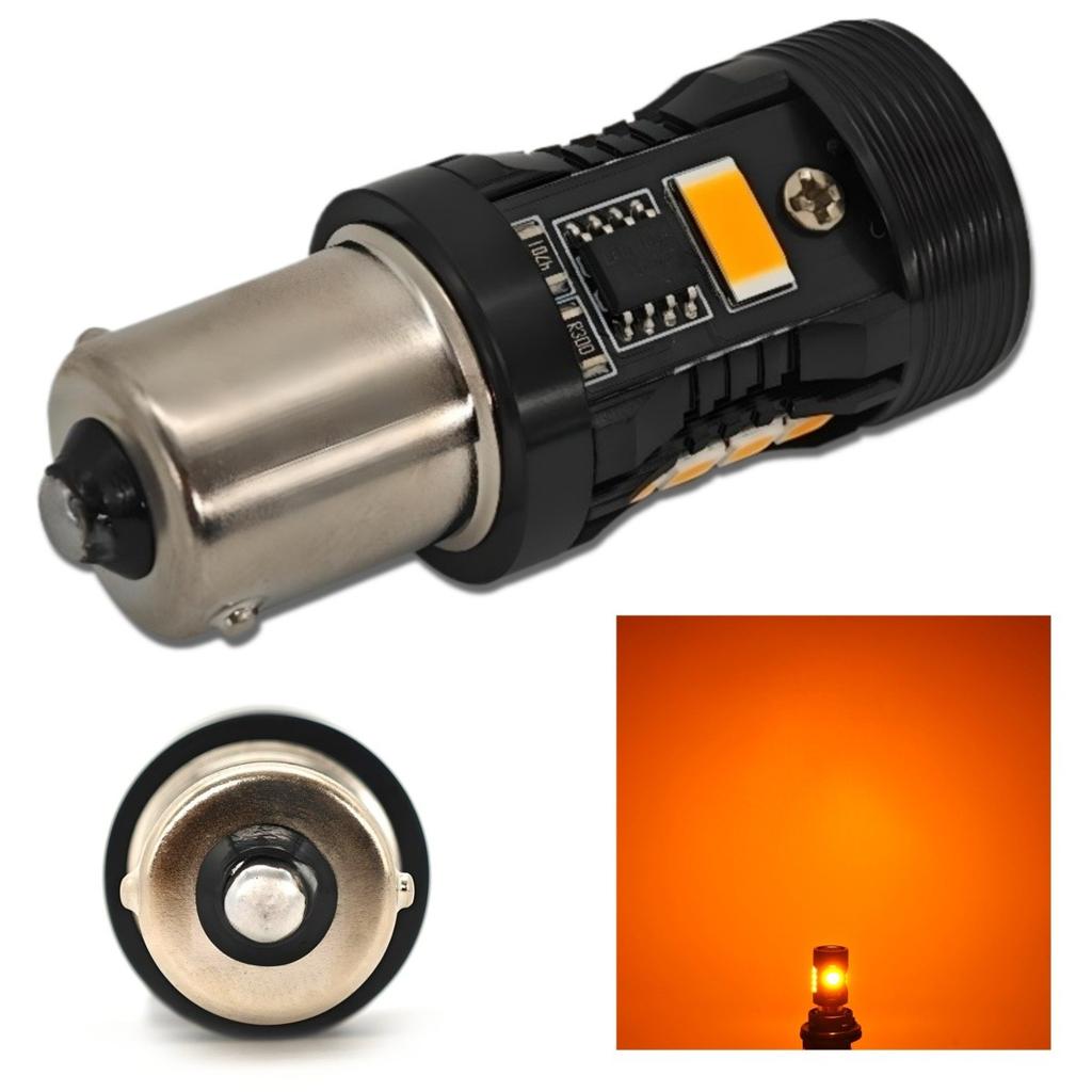 2 st P21W LED-lampa BA15S 12V inget fel, orange Off-Road