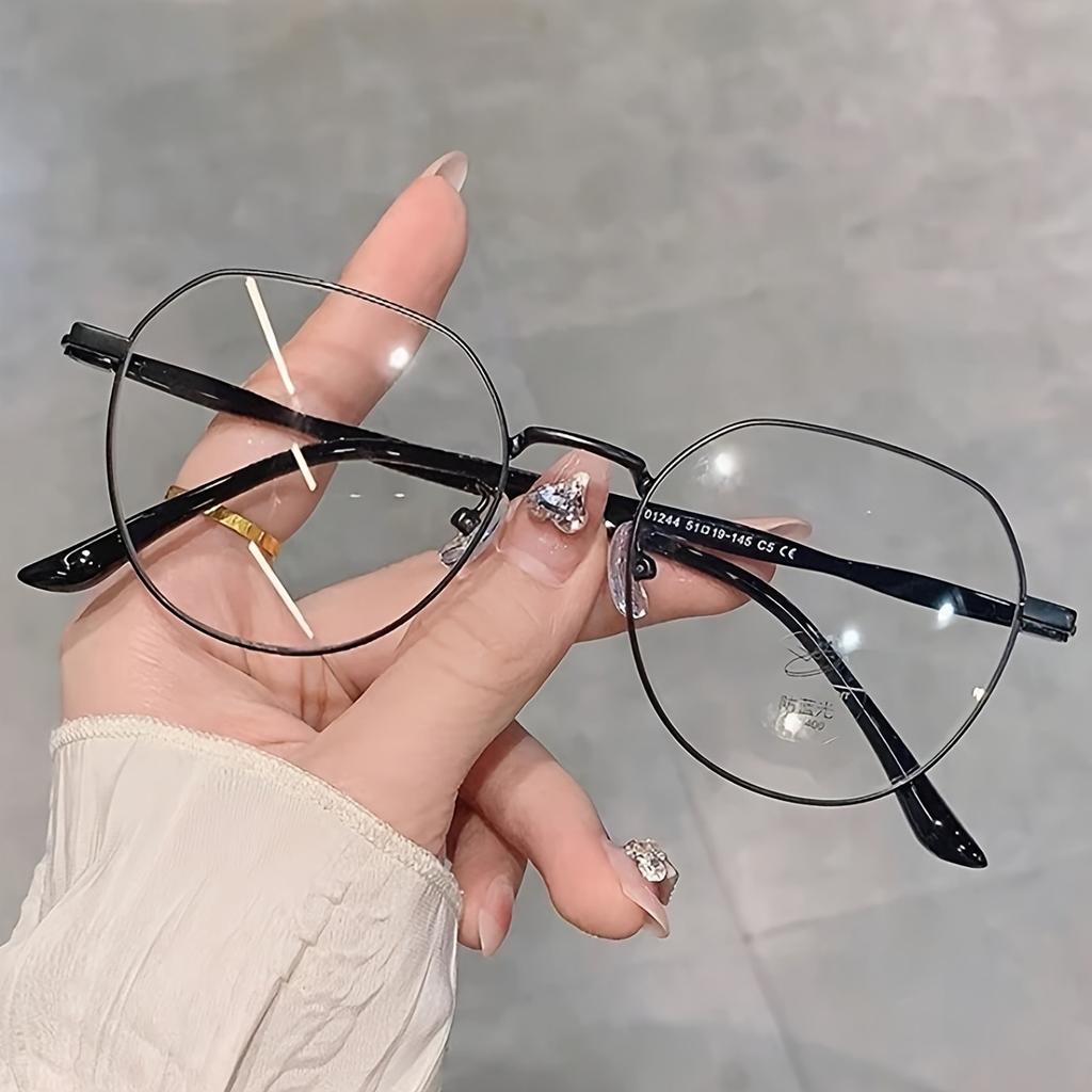 1 Pair of Chic Milk Coffee-Colored Round Glasses for Students - Sleek PC Frame & Lens Anti-Blue Light Protection