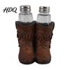 Glass Salt And Pepper Dispenser Western Cowboy Boot Resin Shaker Set Creative Boots Spice Shaped Condiment Bottles Rustic Table Kitchen Tabletop