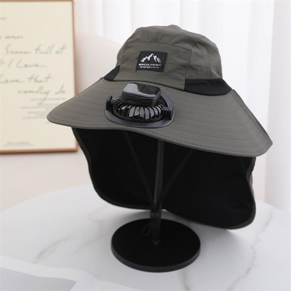 Wide Brim Fisherman Caps with Solar Powered Fan Panama Cap Fashion Bucket Hat  Outdoor