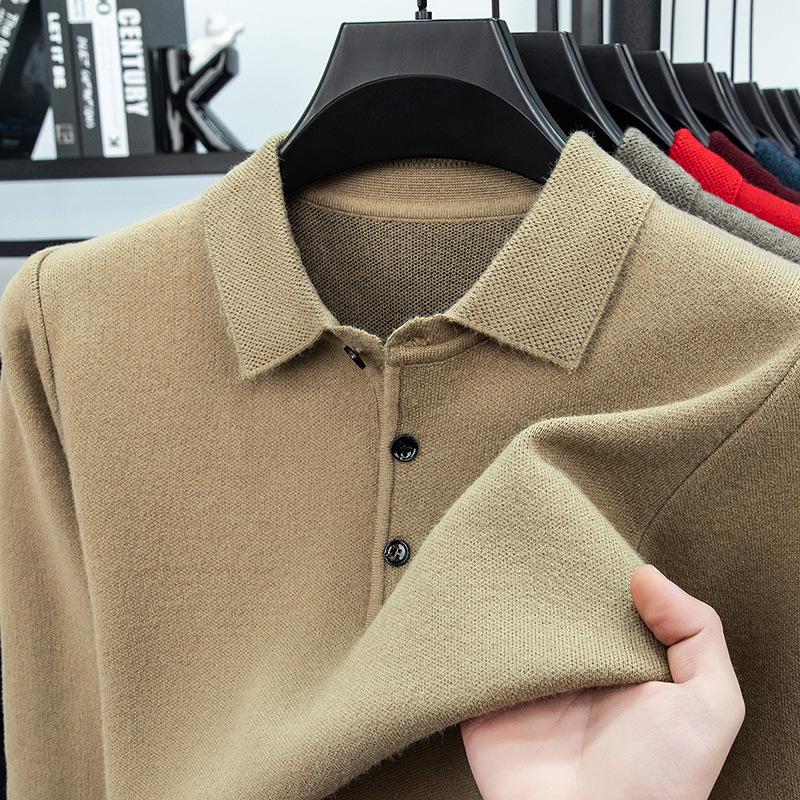 Men's Autumn/Winter Business Casual Loose Knit Sweater with Thickened Lapel