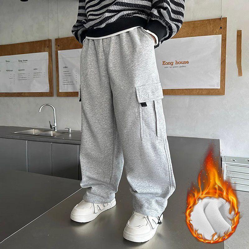 Children's Clothing Boys' Fleece Pants Autumn and Winter Thickened Sports Winter Warm Cotton Pants
