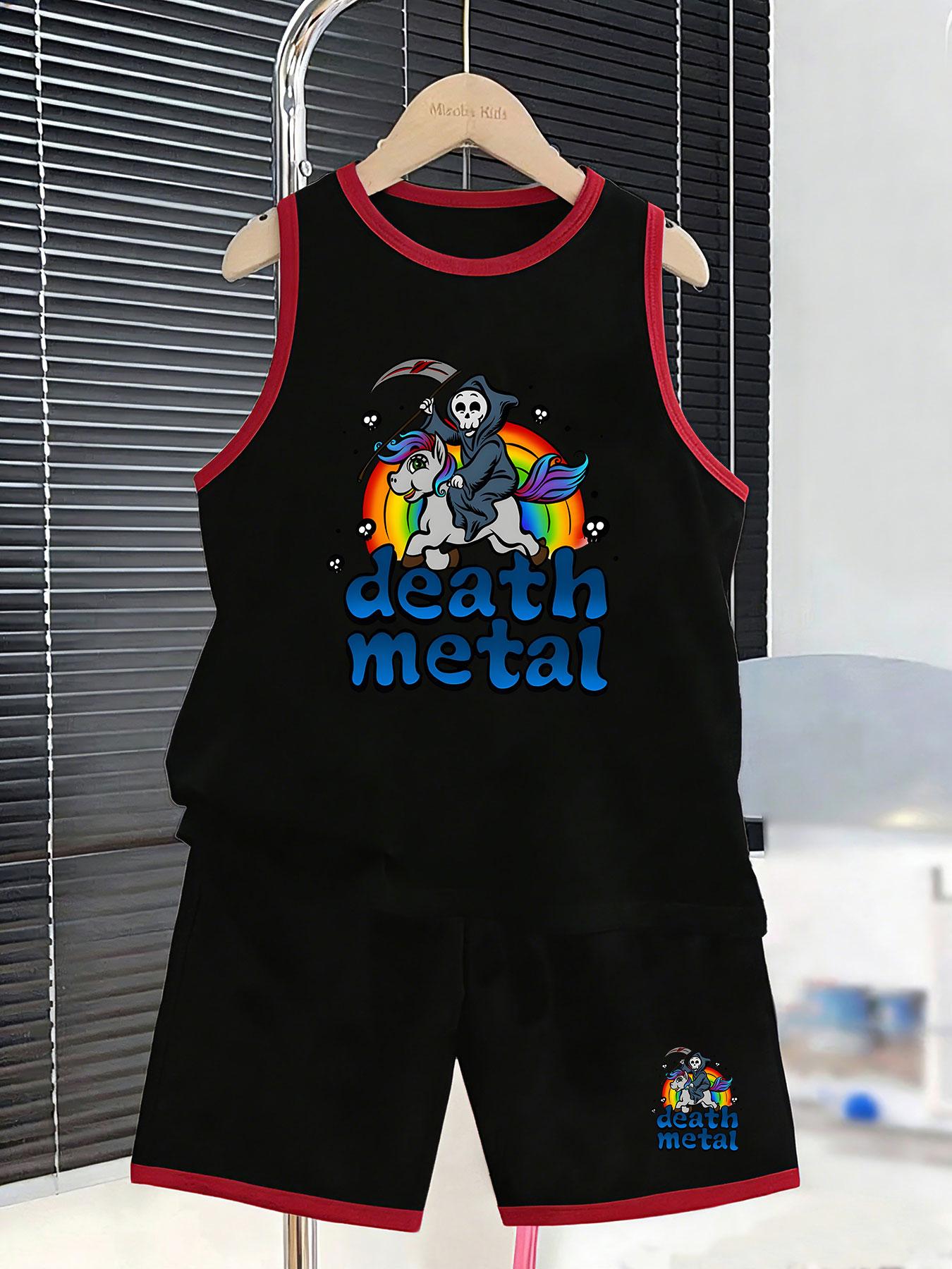 

Boys’ death unicorn set. Edgy funny prints, breathable fabric, loose fit for trendy wear. 2-3Y чёрный