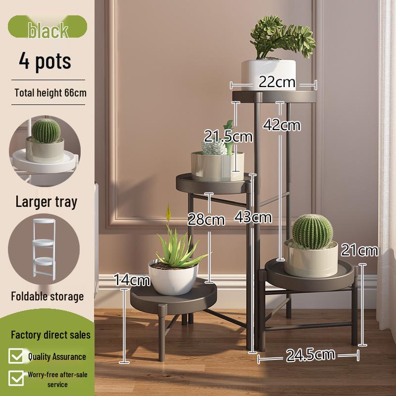 Compact Wrought Iron Flower Stand: Indoor/Outdoor Floor-Standing Plant Holder