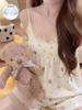 Pajamas with Chest Pads, Women's Summer Clouds, Cotton Feeling, Advanced Feeling, Can Be Worn Outside, Cartoon Suspenders, Shorts, Loungewear Set
