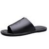Herren Schwarz Leder Hausschuhe Handgemacht Einfache Flache Schuhe Sommer Orange Römische Sandalen Offene Zehen Strand Schuhe Übergröße
