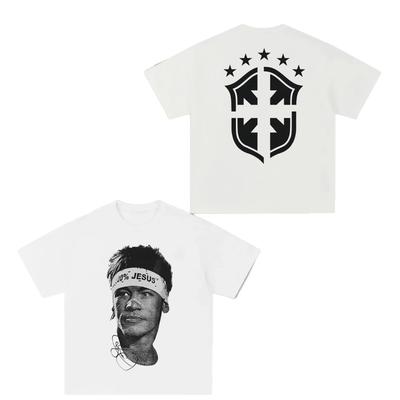 Neymar American Football Star Print Kurzarm T-Shirt Damenbekleidung Athleisure Print Mode Lässiges T-Shirt