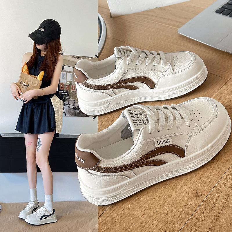 Cowhide Version Leather Little White Shoes Women's Autumn New Soft Baseplate Shoes Versatile Student Casual Sports Shoes