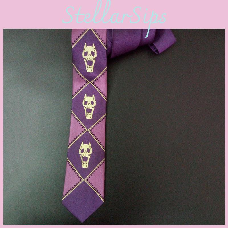 Zeitloses Jojo's Bizarre Adventure Killer Queen Kira Yoshikage Cosplay Totenkopf Lila Krawatte