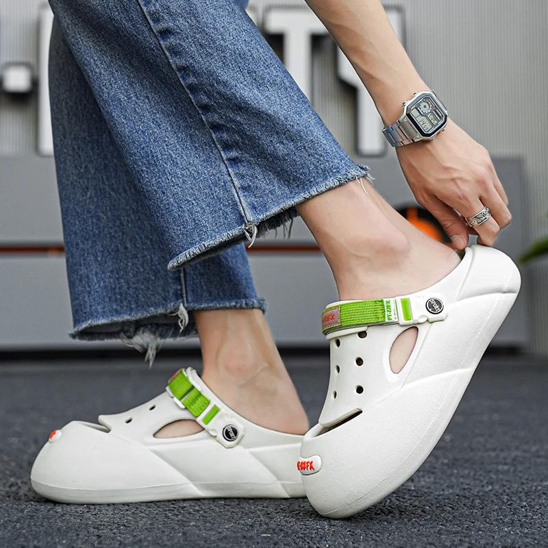 Fashion Men Platform Sandals Street Fashion Trend Slippers Outdoor Clogs Garden Shoes Beach Sandals Flip Flop Casual Slippers For Couple