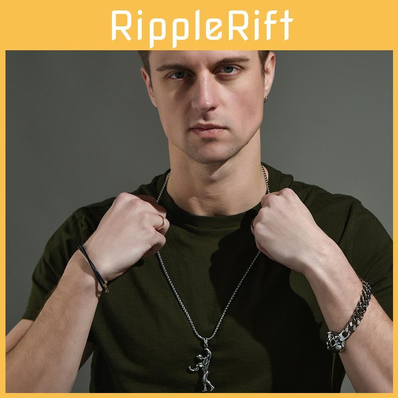 Stylish Silver Muscle Man Pendant Necklace For Men In Trendy Korean Fashion Design