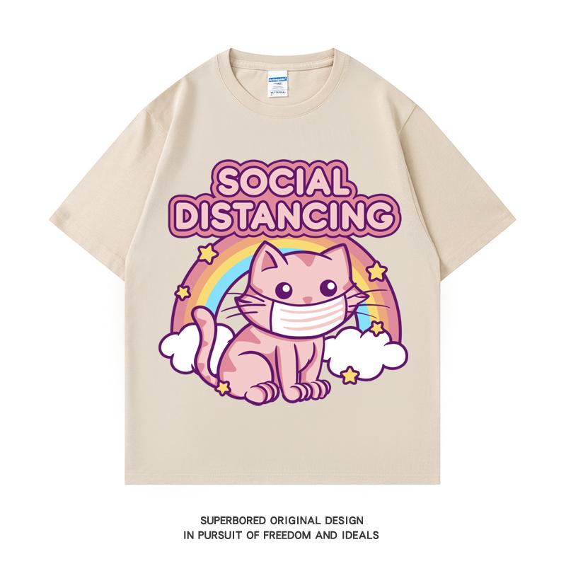 

220GSM Тяжелая футболка из 100% хлопка Футболка с дистанционным принтом Мужская повседневная футболка с круглым вырезом Базовые мужские топы Футболка