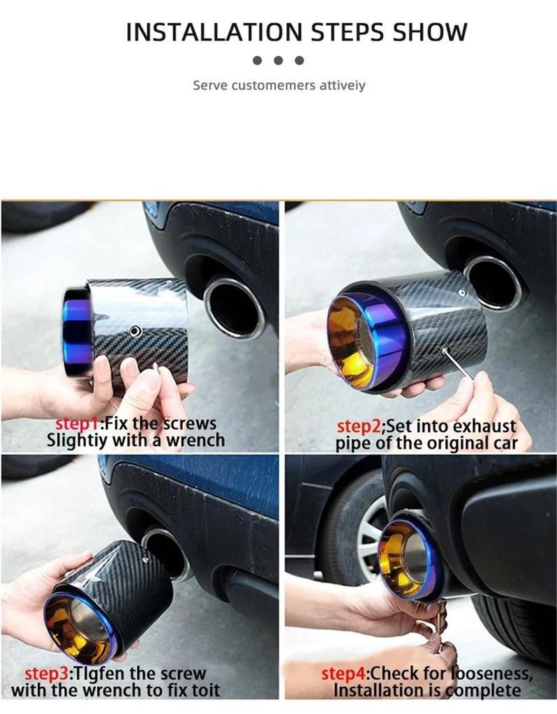 Muffler Cutter Burnt Blue Pipe Black Carbon Fiber Exhaust Muffler Tip for Mini for