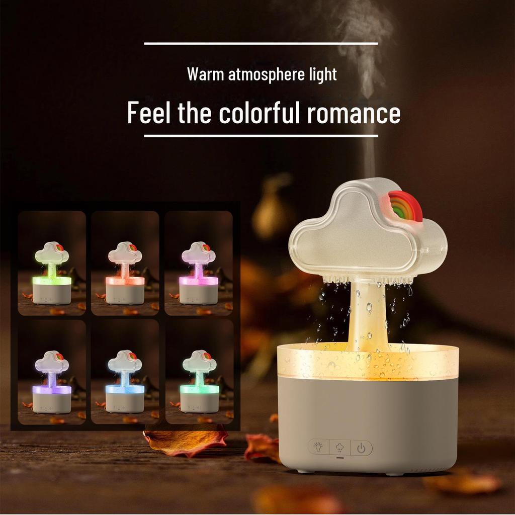 Silent Desktop Rainbow Raindrop Aromatherapy Humidifier & Remote-Control Essential Oil Diffuser
