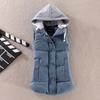 Women Vest Female Warm Sleeveless Jacket Cotton Solid Hooded Vest For Outerwear