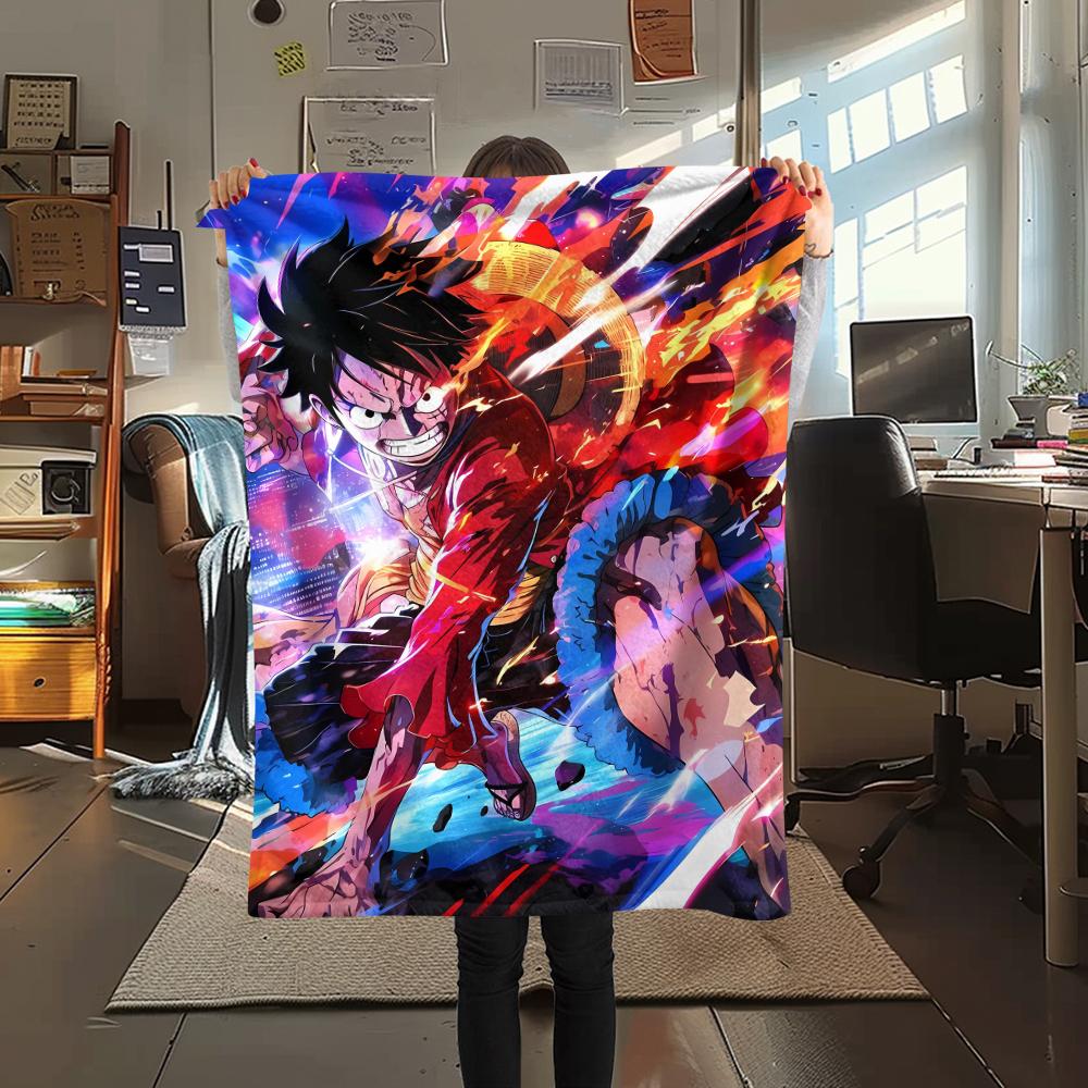 1Pc Luffy Print Flannel Blanket, High quality Comfortable for All Seasons, Home Decor, Warmth and Comfort, Perfect for Gifts