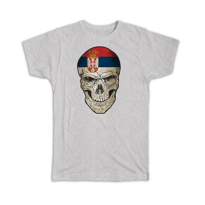 Geschenk-T-Shirt : Serbien Flagge Schädel Serbische Nationalfarben