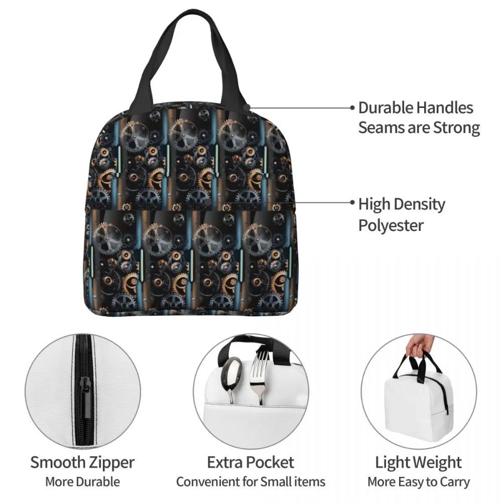 Mechanical Machine Gears Steampunk Style Insulated Lunch Bag for Kids School Cooler Thermal Food Box Tote Lunch Boxes Container
