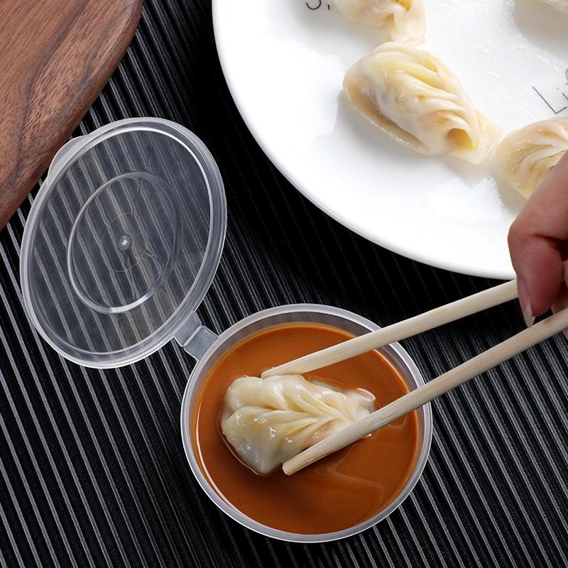 50/100 PIÈCES 25 ml Tasses à emporter jetables en plastique Contenants Boîte de rangement pour sauces épices Avec couvercles Outils de cuisine maison