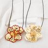 Tooxika Exaggerated Oil Drip Black Edge Three-dimensional Ruffled Flower Pendant Necklace Vintage Stacking Necklace