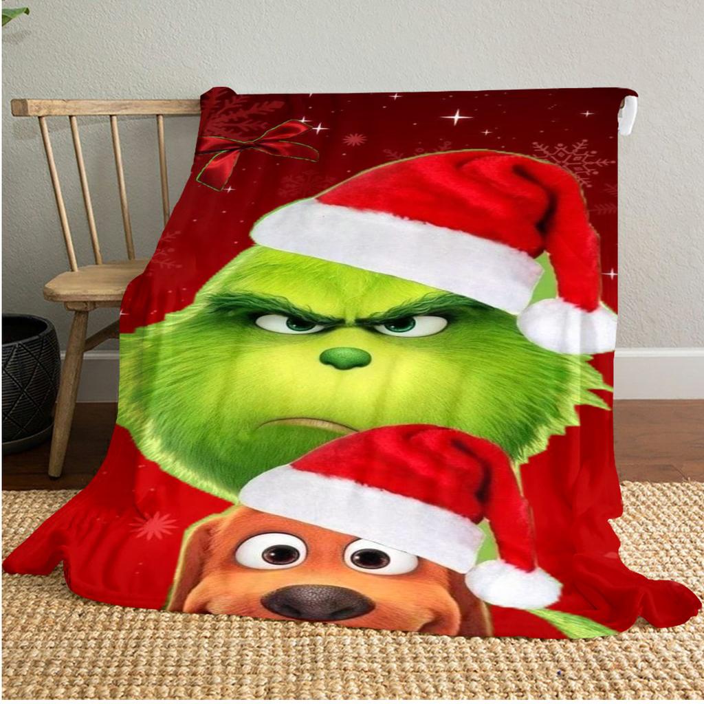Grinch Christmas Story Plush Blanket Soft Comfortable All Seasons blanket Sofa Office Naps blanket Outdoor Travel throw Perfect Gift