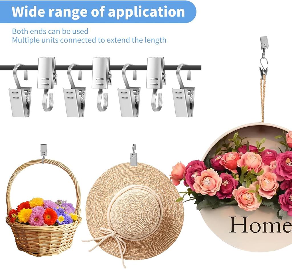 Curtain Hook Clips Stainless Steel Heavy Duty Shower Curtain Rings Thickened Durable Hanging Accessories for Home Decor