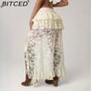 BITCED Women's Summer Sensual Lace Skirt Denim-inspired Asymmetrical Design Women's Skirt